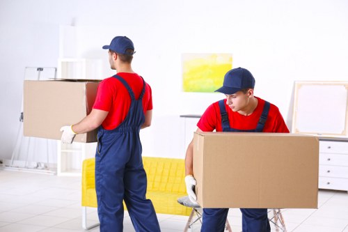 Removal van and moving boxes for a Kentish Town house move