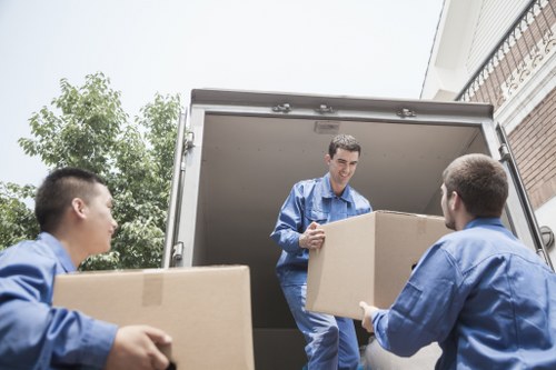 Packed household items ready for removal in Kentish Town