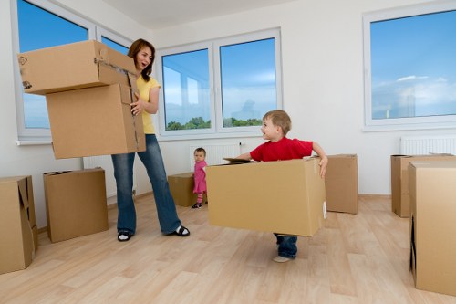 Packed household boxes ready for local removals